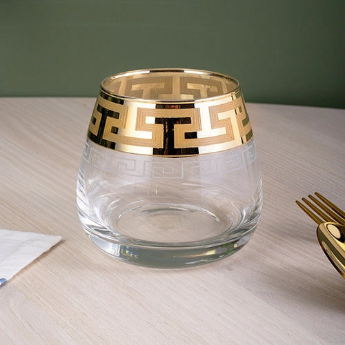 Printed Gold Whiskey Glasses (Set of 6)