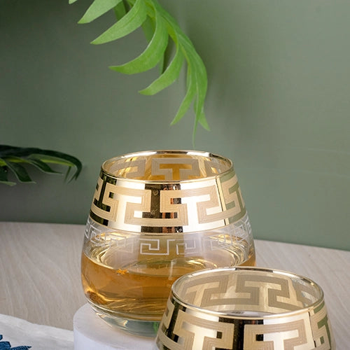 Printed Gold Whiskey Glasses (Set of 6)