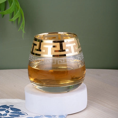 Printed Gold Whiskey Glasses (Set of 4)