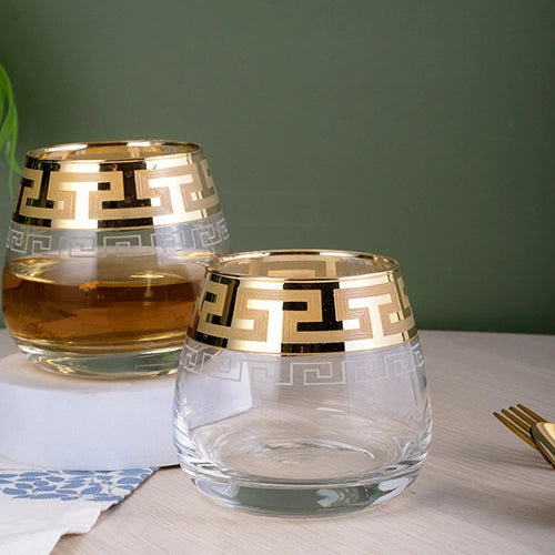 Printed Gold Whiskey Glasses (Set of 2)