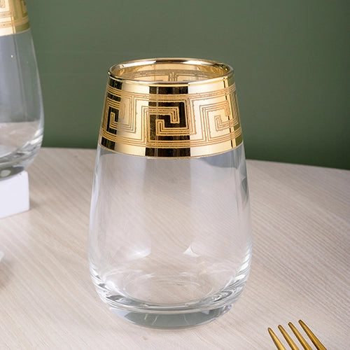 Greek Key Design Gold Drinking Glasses (Set of 6)