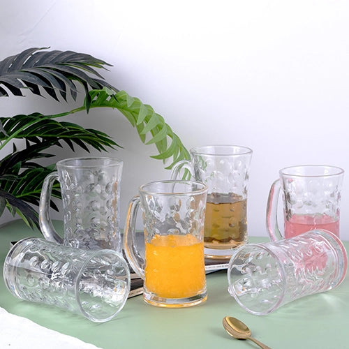 Textured Glass Beer Mug (Set of 6)