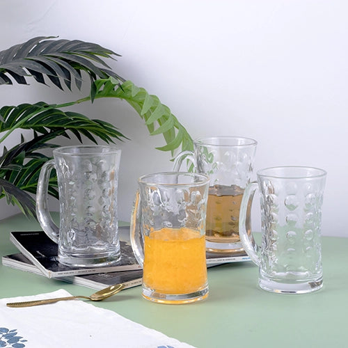 Textured Glass Beer Mug (Set of 4)