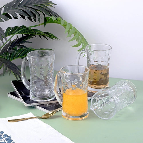 Textured Glass Beer Mug (Set of 4)