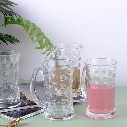 Textured Glass Beer Mug (Set of 4)