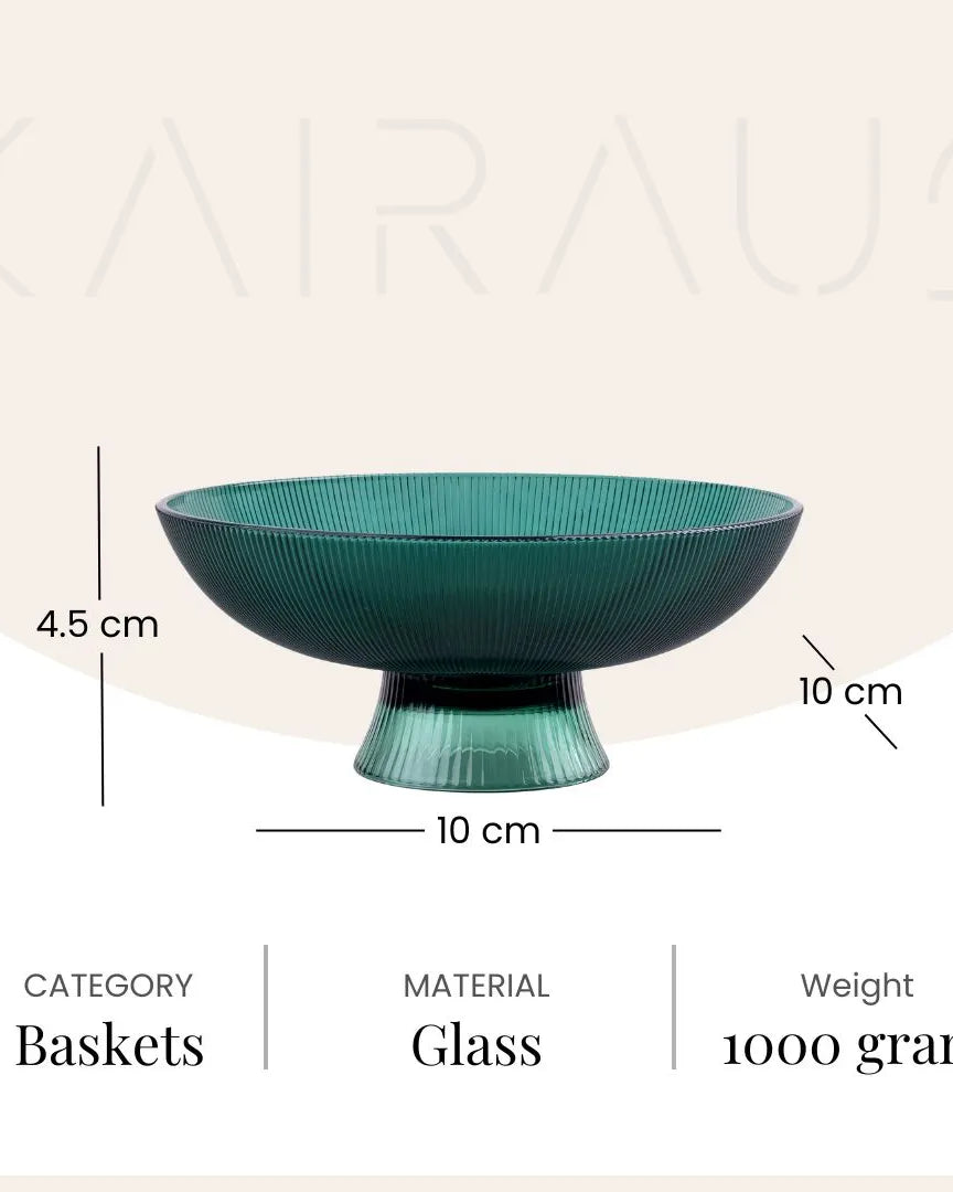 Elegant Green Glass Fruit Bowl