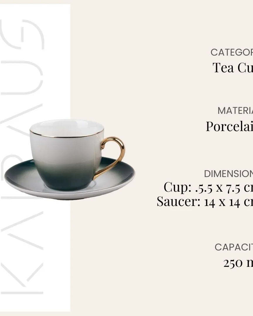 Opulent Gold Trim Cup and Saucer (Set of 4)
