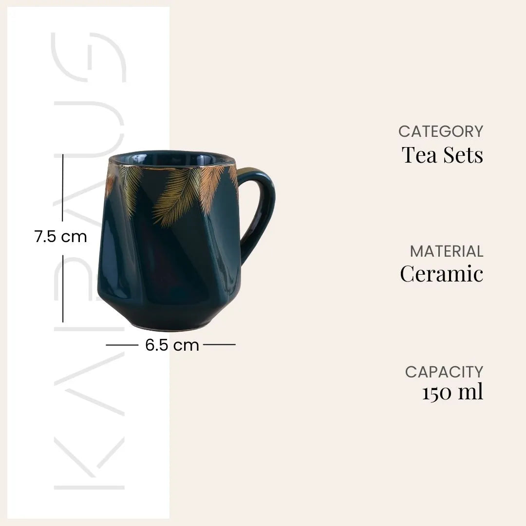 Tranquil Teal Ceramic Tea Cups (Set of 4)