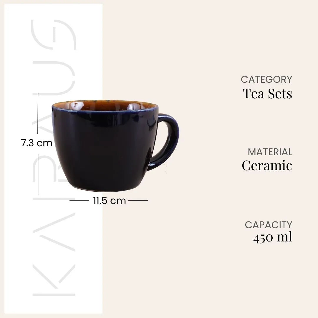 Rustic Rim Blue Soup Mug (Set of 4)