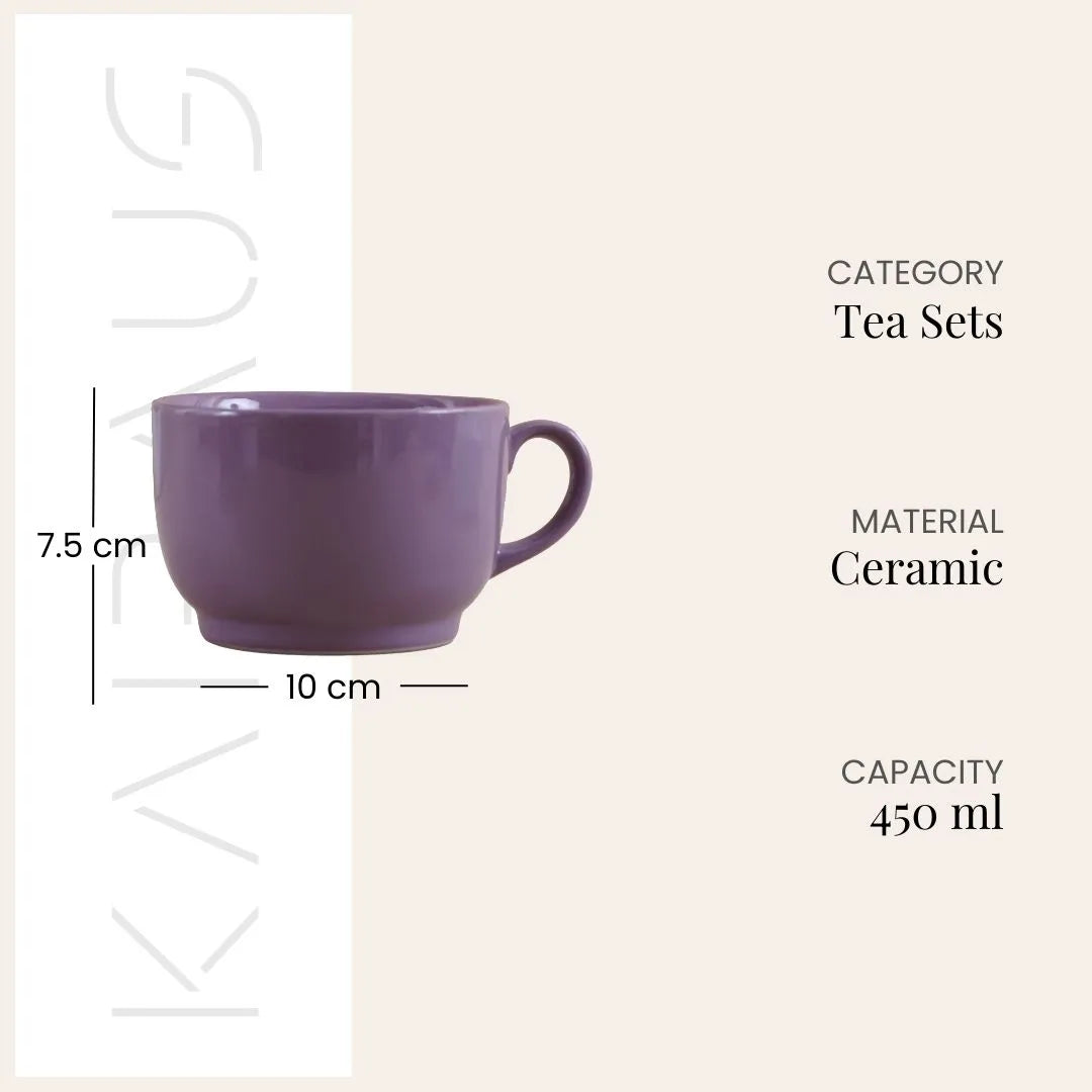 Elegant Purple Ceramic Soup Mug (Set of 2)