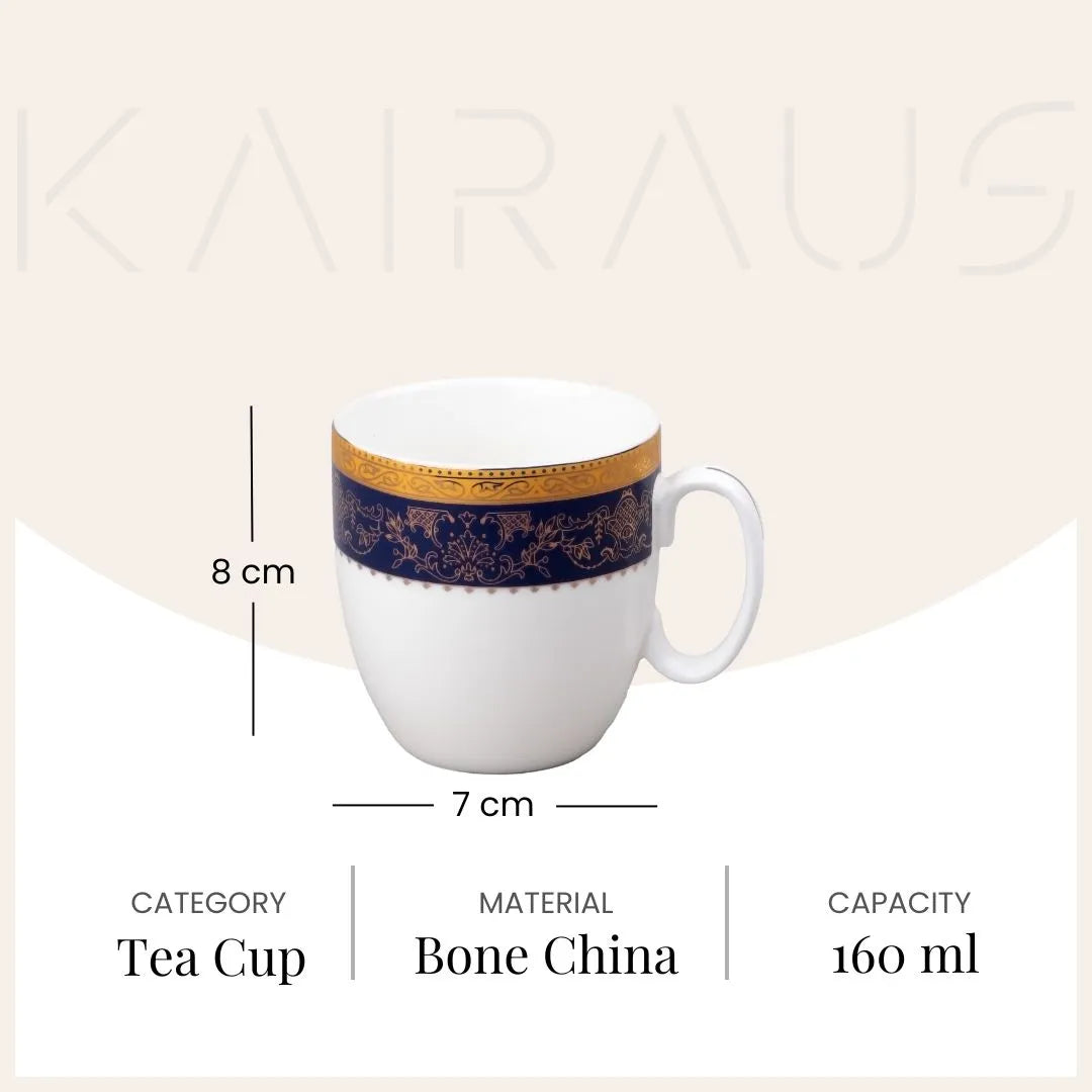 Regal Blue & Gold Tea Cup (Set of 6)