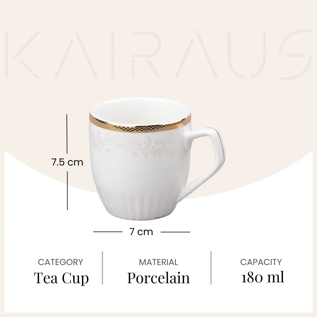 Stylish Porcelain Floral Design Tea Cups (Set of 4)