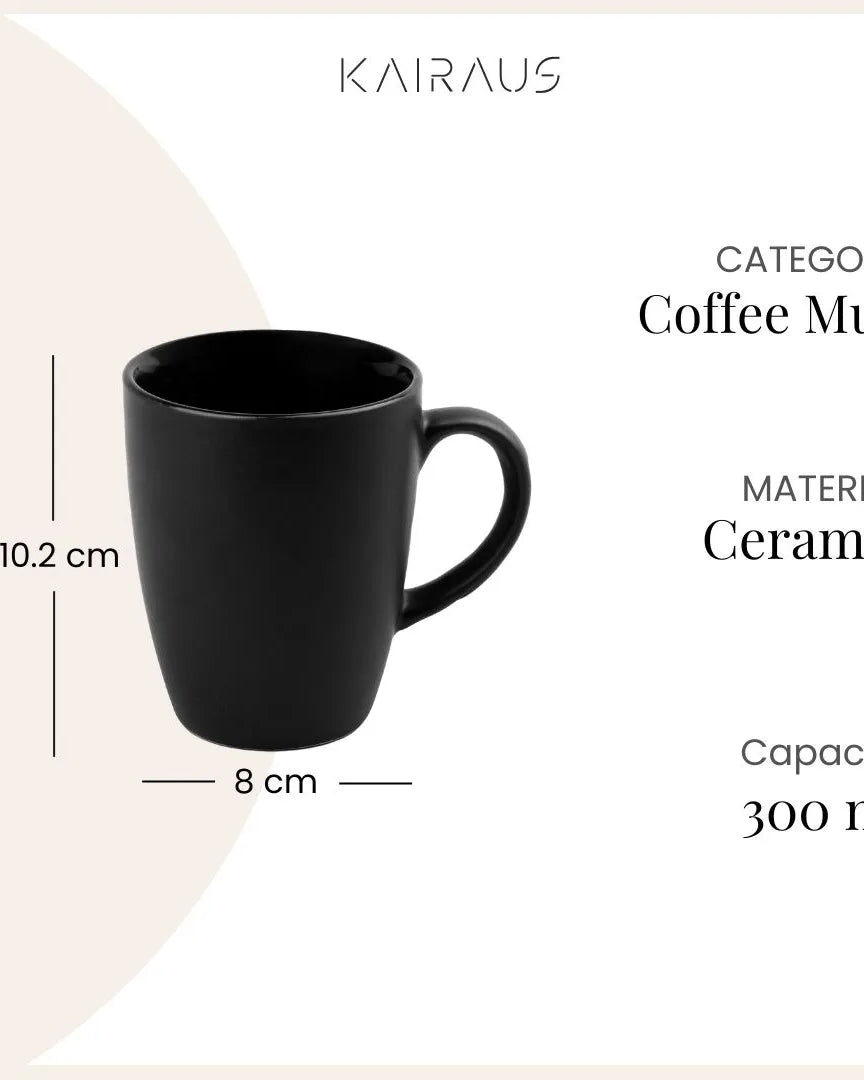 Luxe Black Coffee Mug Detail View Set of 6 – Kairaus