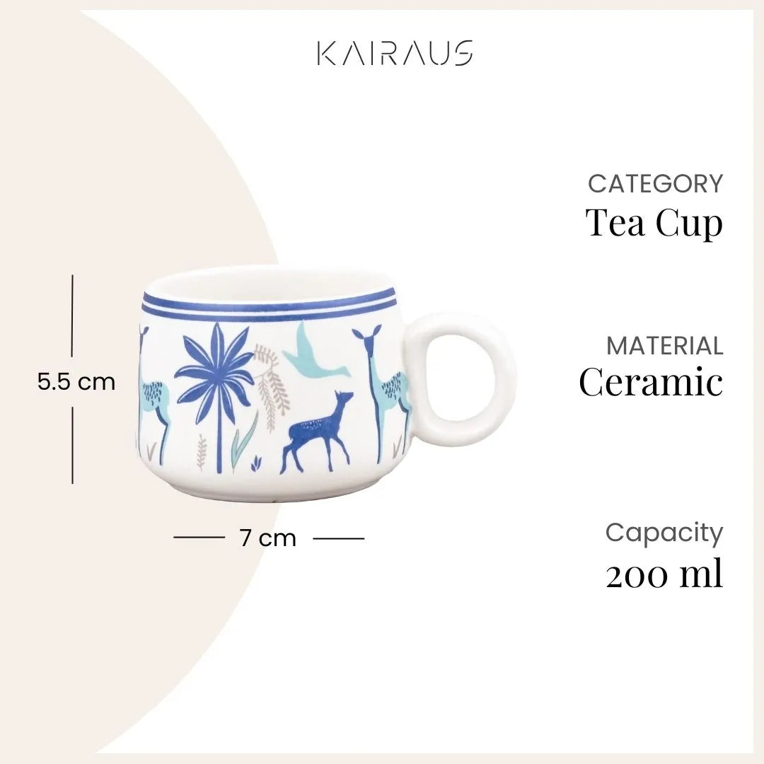 Deer Print Tea Cups (Set of 6)