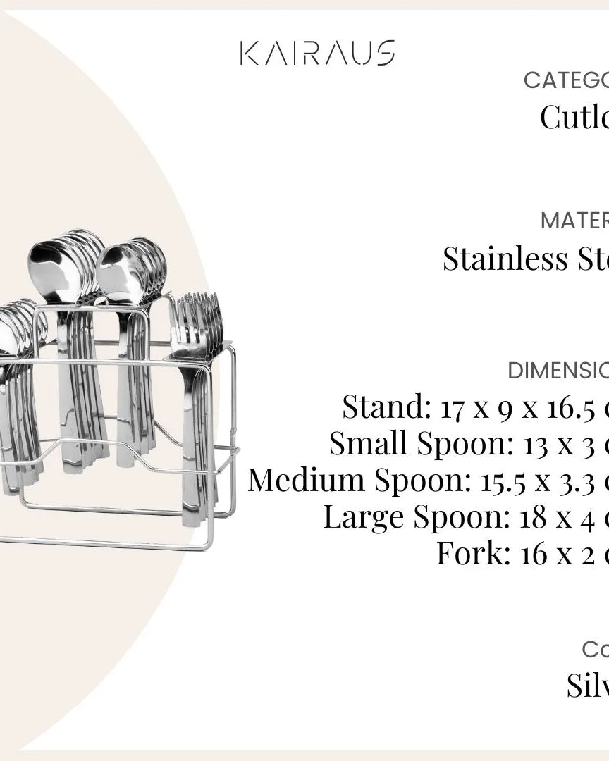 Sleek Silver Cutlery Stand Set
