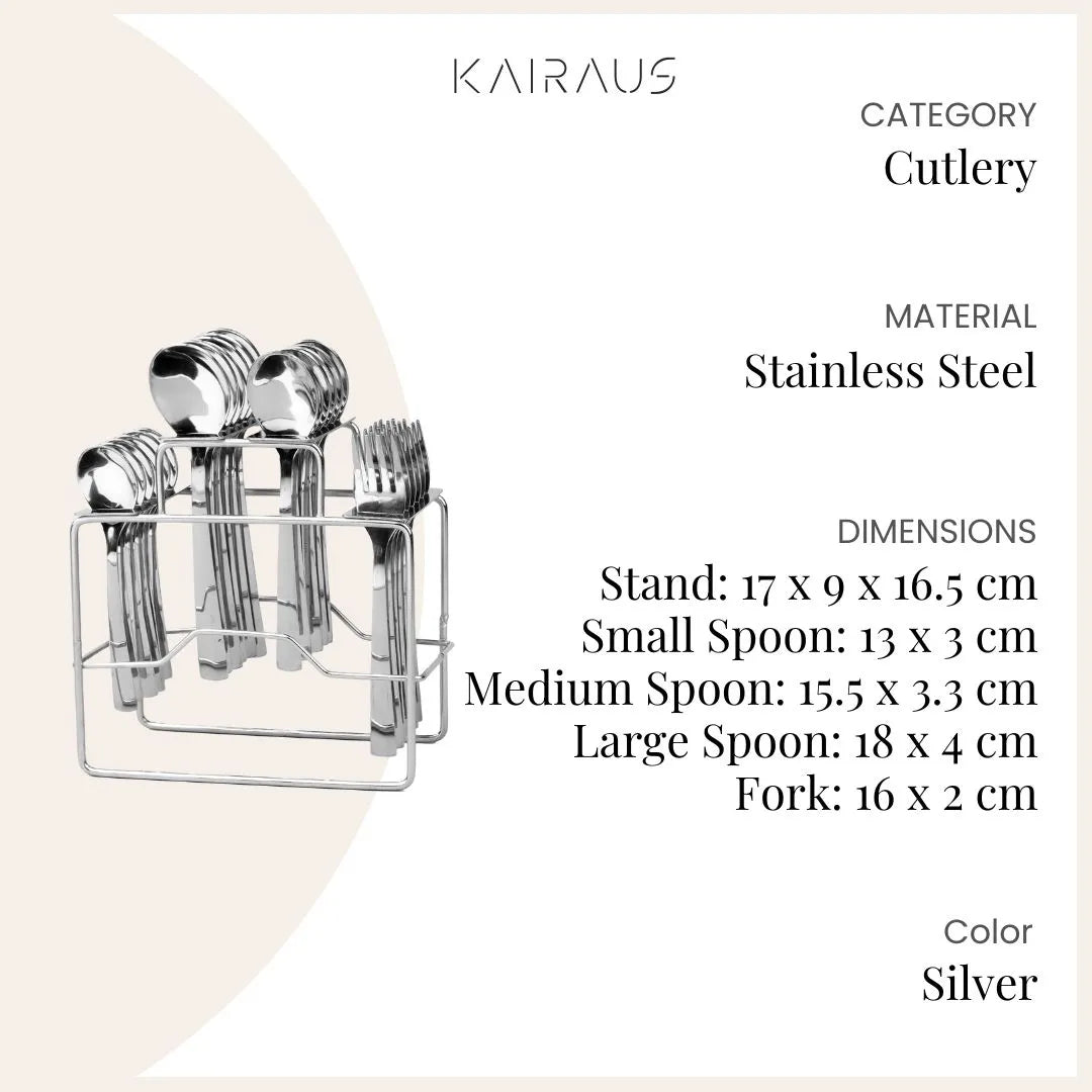 Sleek Silver Cutlery Stand Set