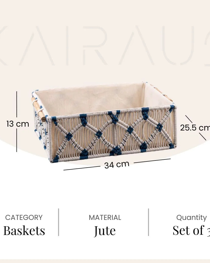 Aesthetic Jute & Wooden Basket Set