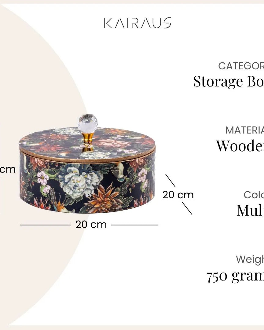 Floral Handcrafted Wooden Storage Box