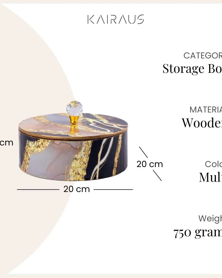 Exquisite Black and Golden Storage Box
