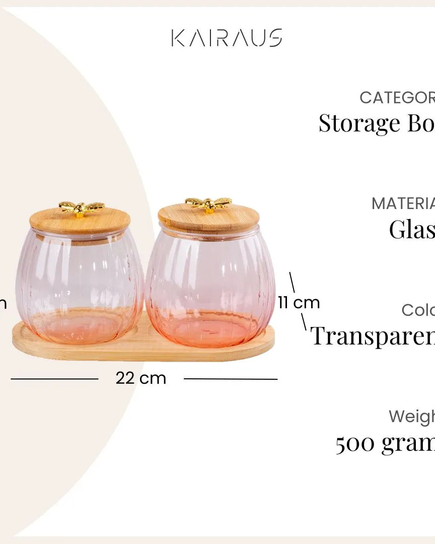 Elegant Transparent Glass Jar with Wooden Lid