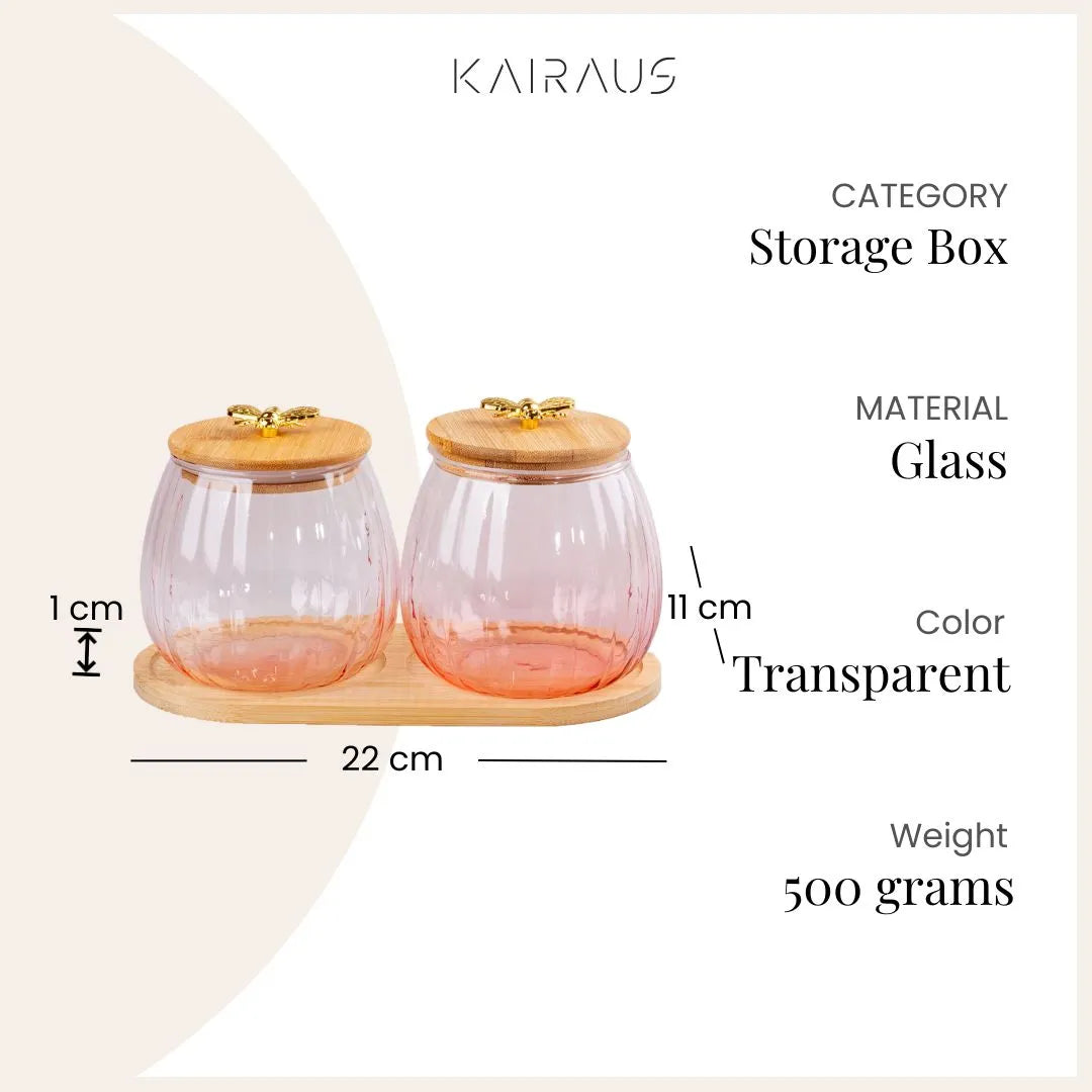 Elegant Transparent Glass Jar with Wooden Lid