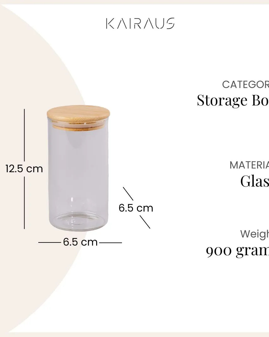 Elegant Round Glass Jar with Wooden Lid Set of 6 (320ml)