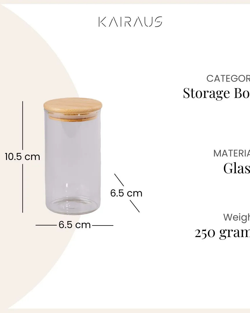 Heritage Glass Storage Jar with Wooden Lid Set of 2 (270ml)