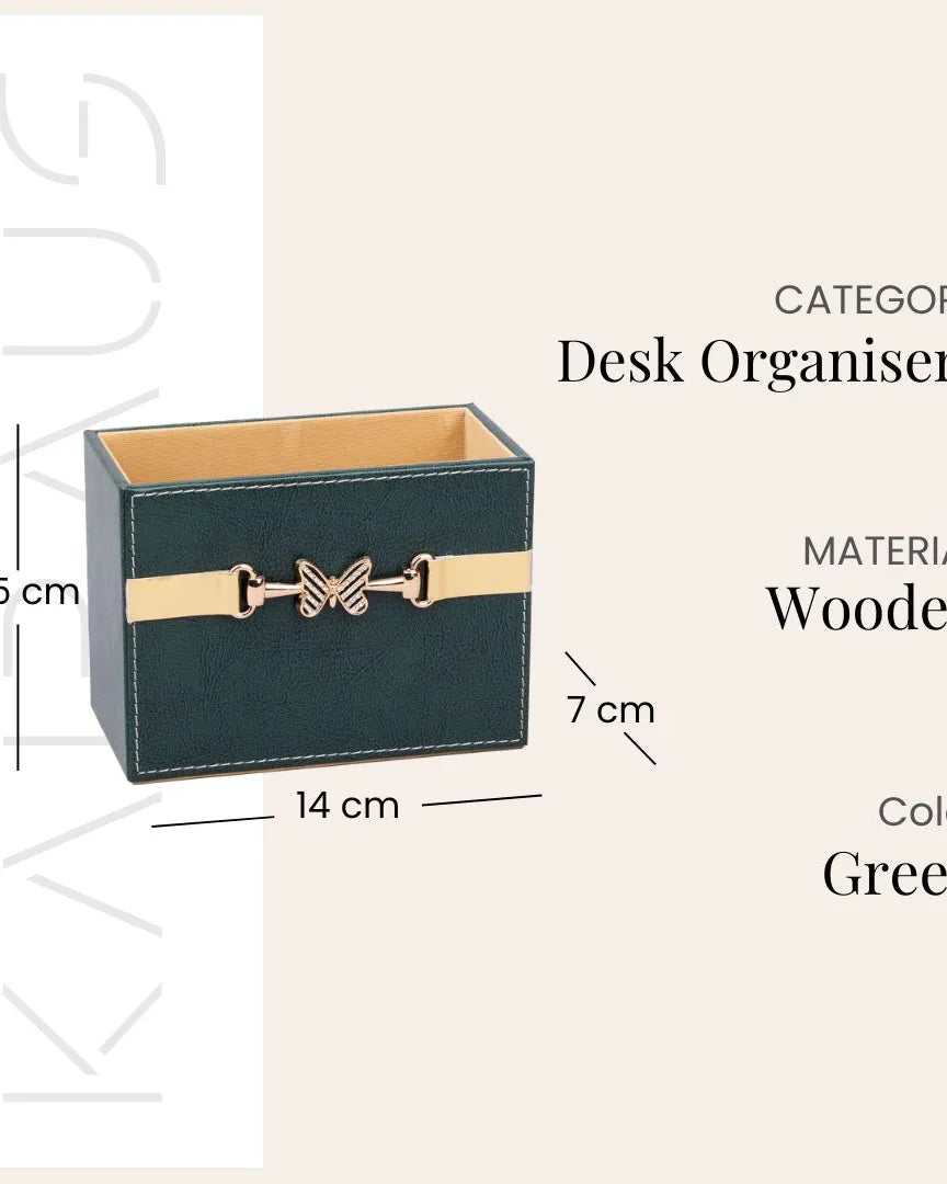 Luxury Green Leather Desk Organiser Set