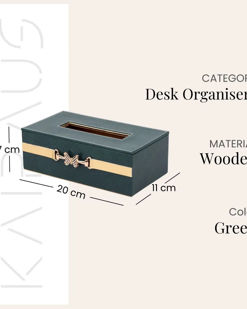Luxury Green Leather Desk Organiser Set