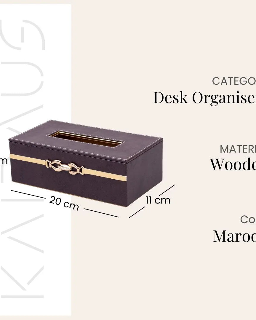 Premium Maroon Leather Desk Organiser Set