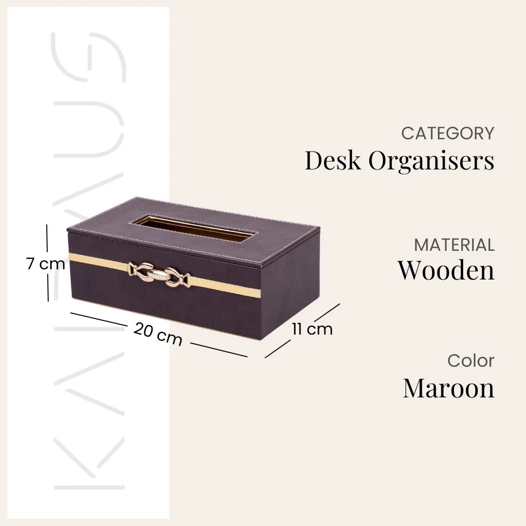 Premium Maroon Leather Desk Organiser Set