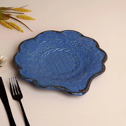 Embroidered Pacific Blue Platter