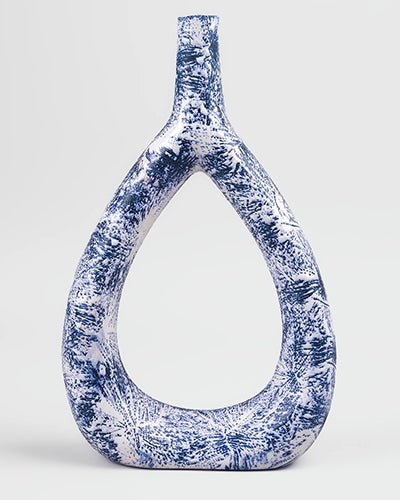Deep Blue Textured Triangle Vase