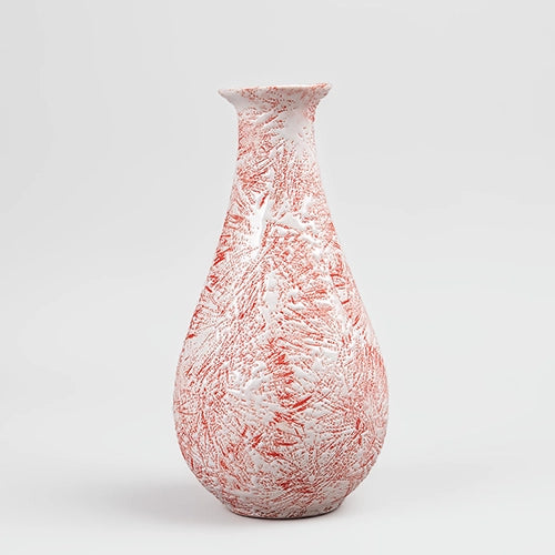 Rustic Red Textured Bottle Vase