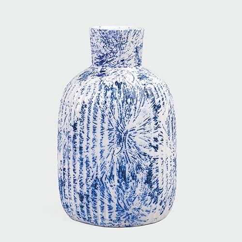 Blue & White Textured Vase