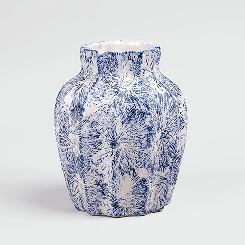 Indigo Scalloped Textured Vase