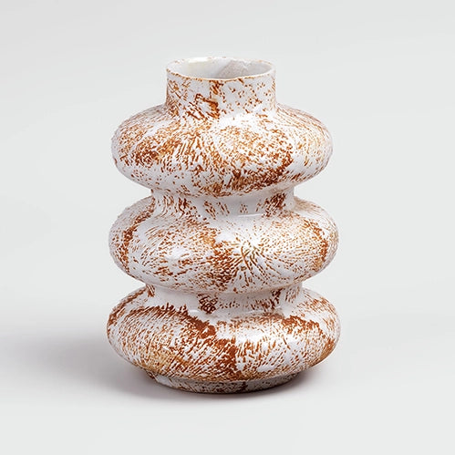 Taupe Tri-Ring Ceramic Vase