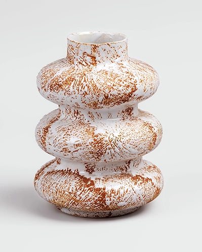Taupe Tri-Ring Ceramic Vase