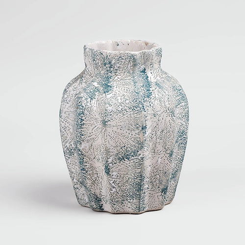 Teal Scalloped Textured Vase