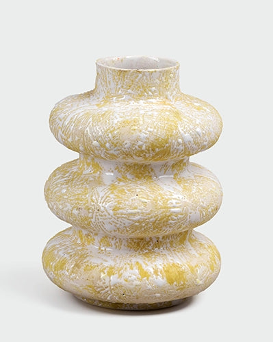 Beige Tri-Ring Ceramic Vase