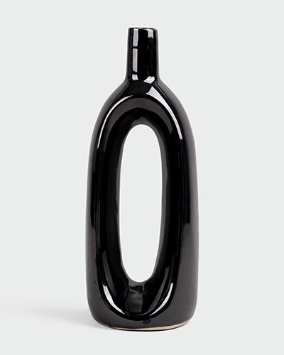 Pitch Black Hollow Vase