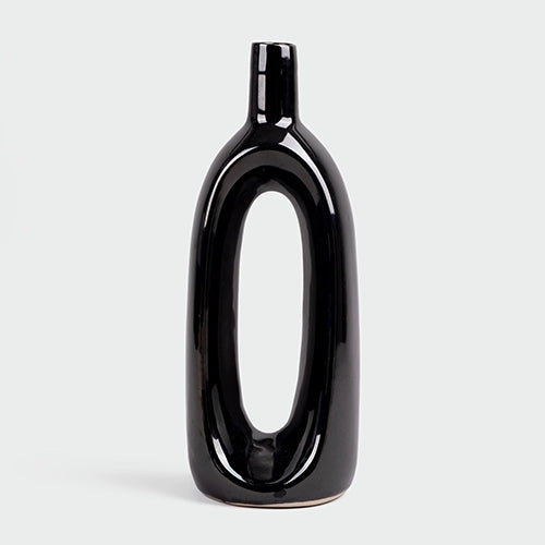 Pitch Black Hollow Vase