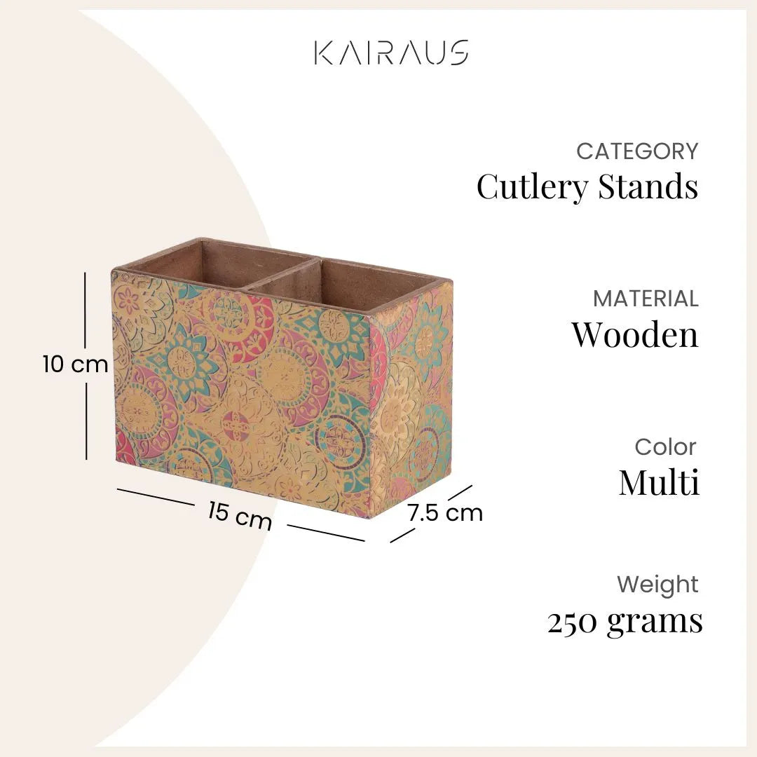 Floral Bliss Wooden Pen Stand