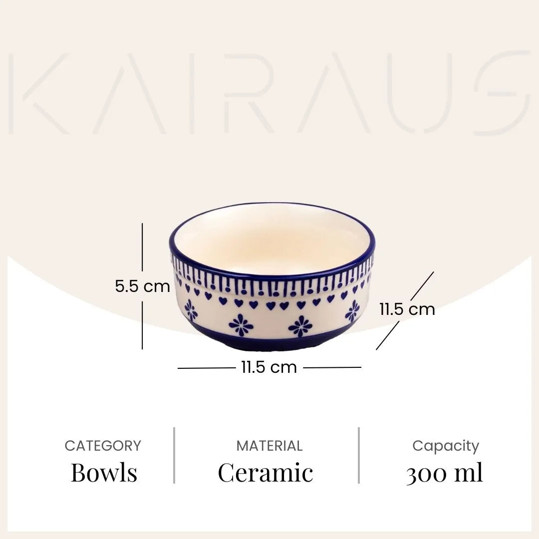 Serene Blue Ceramic Serving Bowl (Set of 4)
