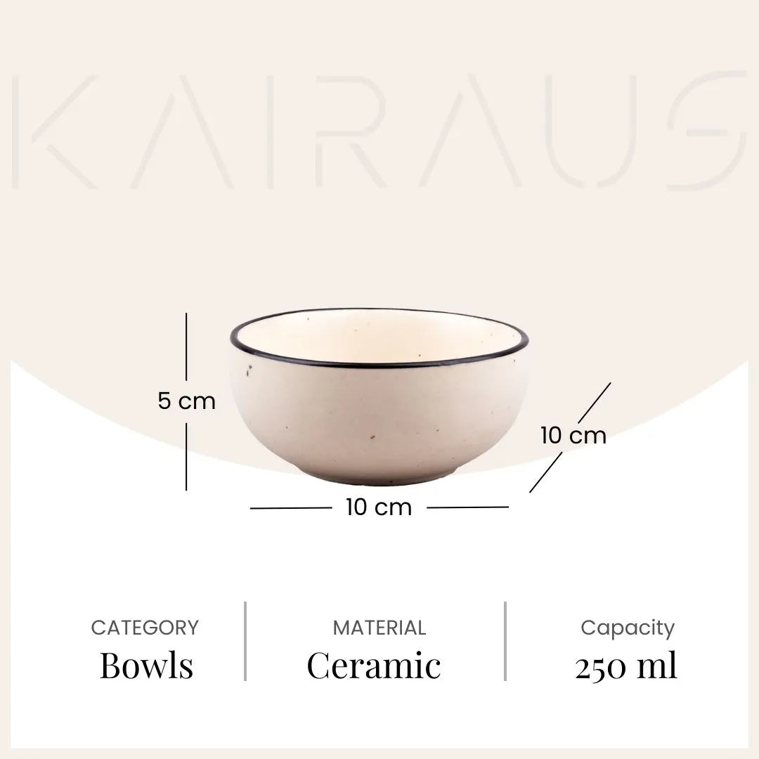 Elegant Black Matte Ceramic Serving Bowl (Set of 6)