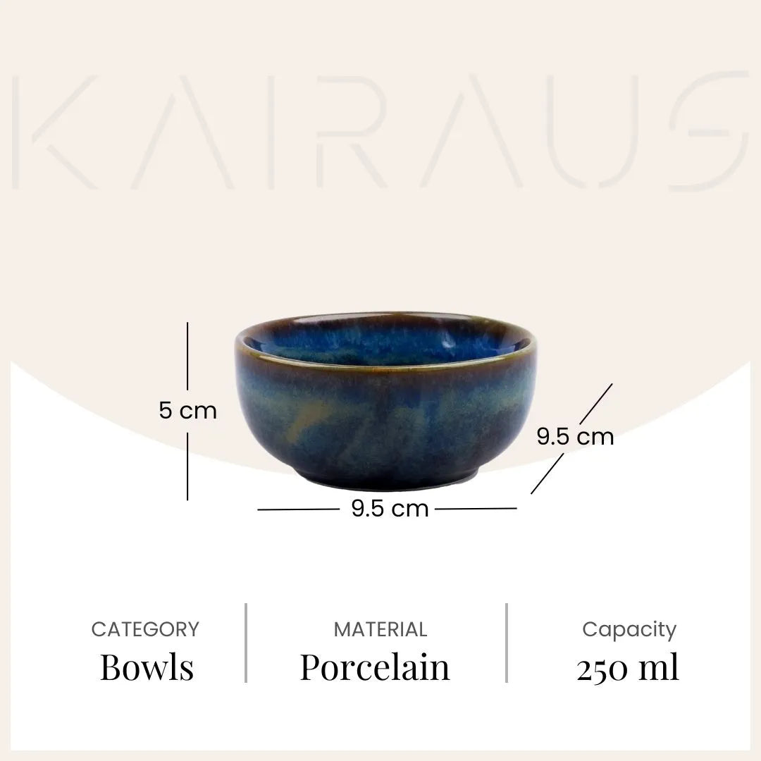 Blue Lagoon Glossy Porcelain Bowl (Set of 4)