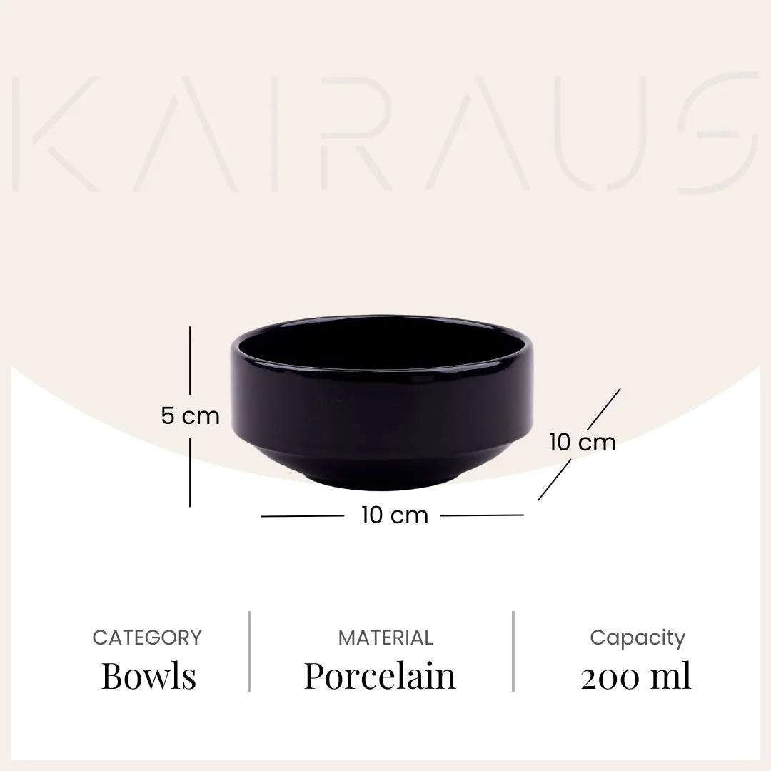 Midnight Glossy Porcelain Black Bowl (Set of 2)