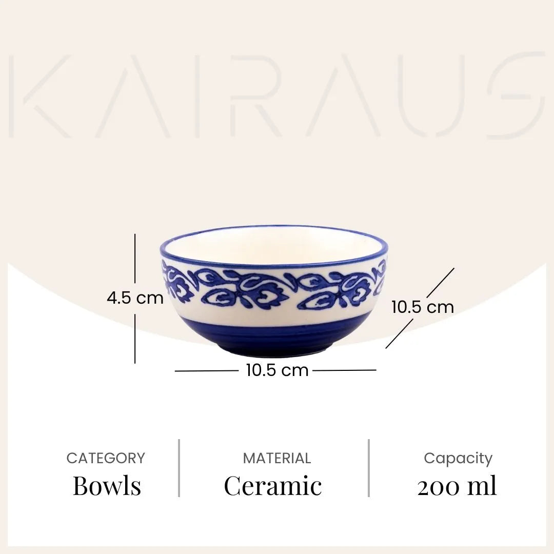 Timeless Blue Blossom Ceramic Bowl (Set of 4)