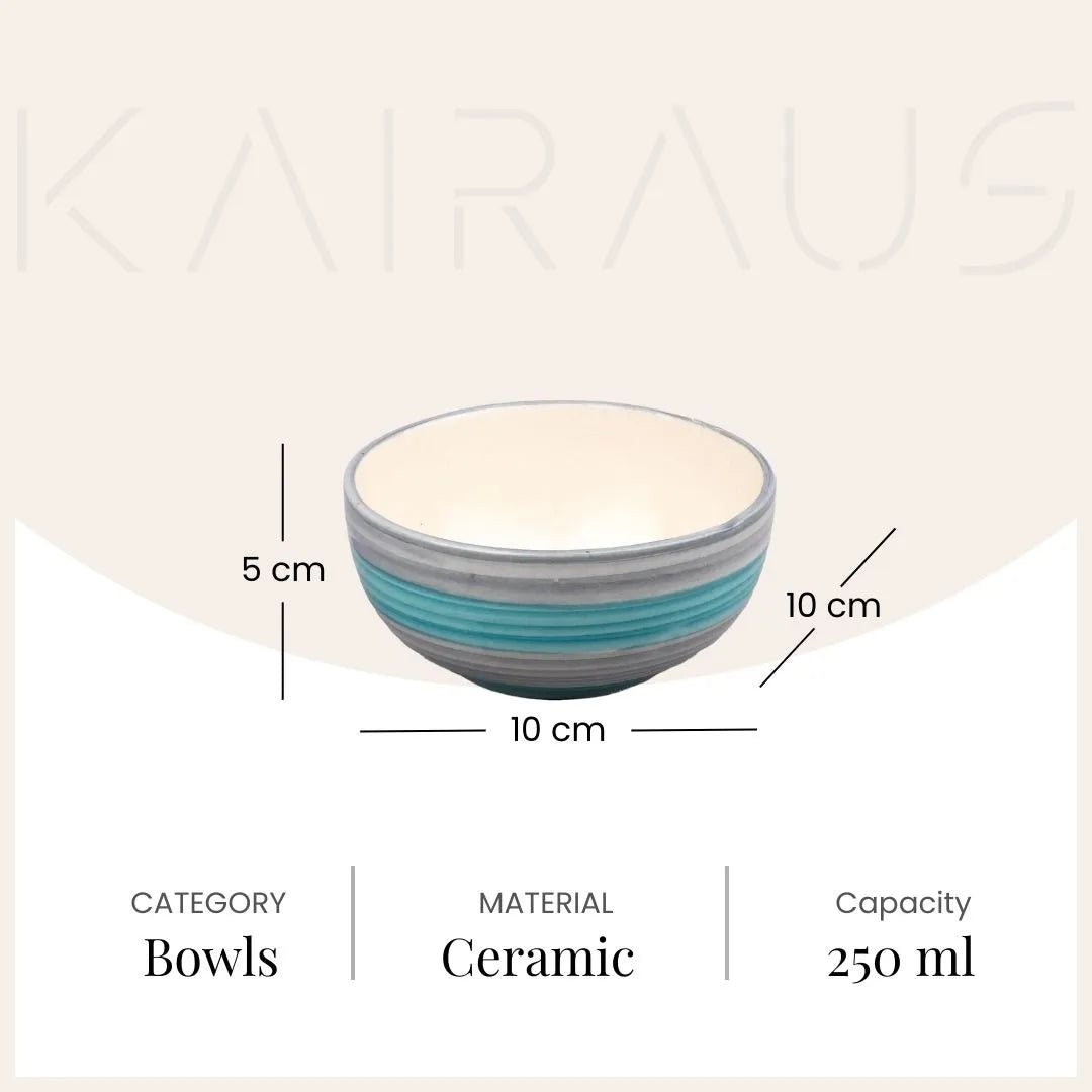 Opulent Sea Green Ceramic Dessert Bowl (Set of 4)