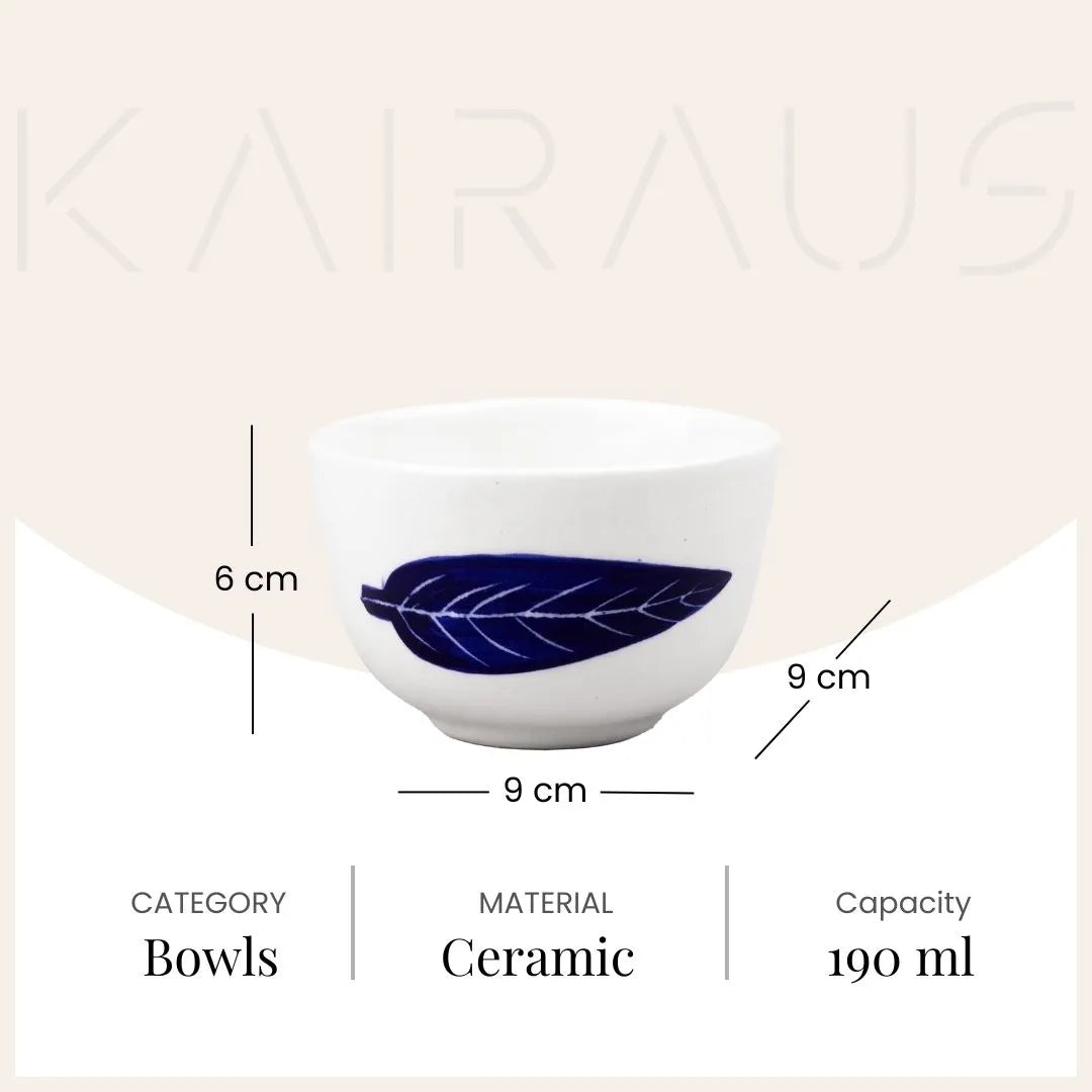 Sturdy Ashoka Leaf Ceramic Bowl (Set of 6)